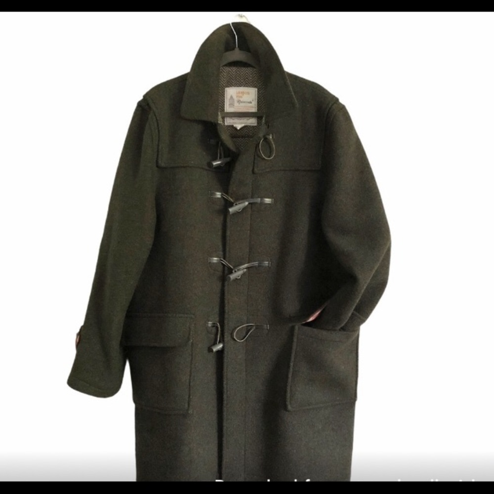 LONDON FOG men’s wool pea coat olive green zipper